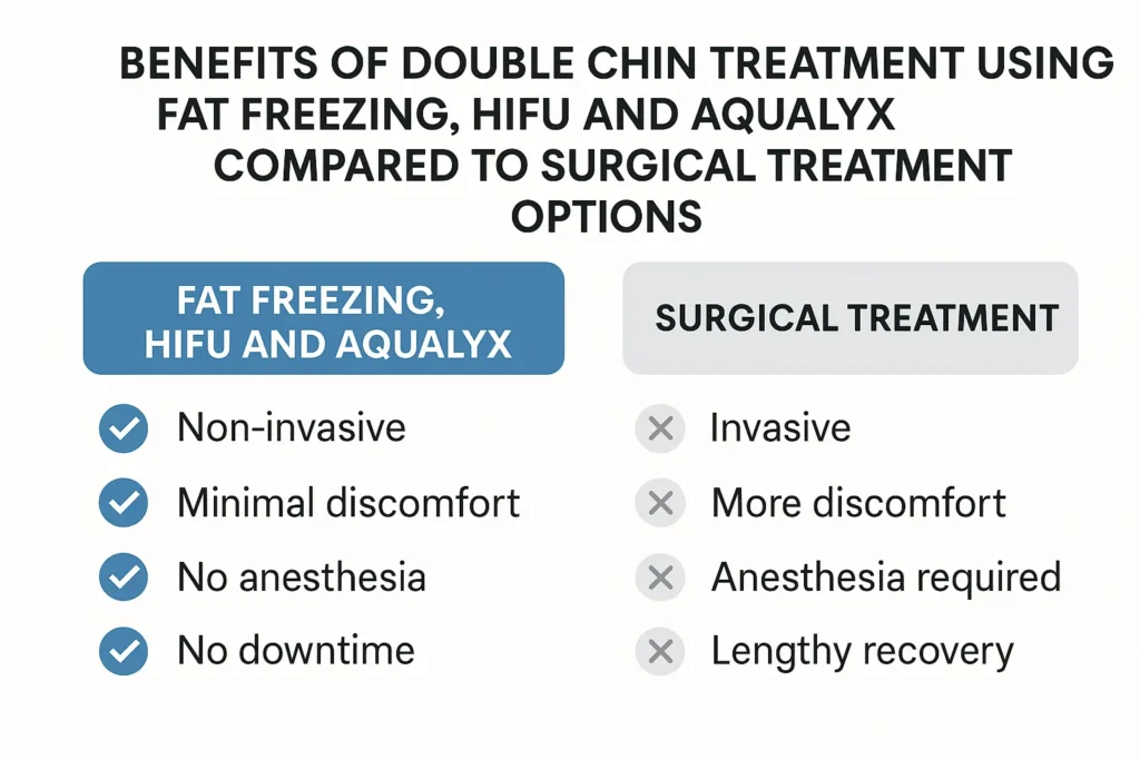 Graphic about the benefits of double chin treatment Crewe - from LA LIPO