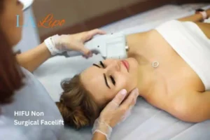 Woman having Hi-Fu to reduce wrinkles Crewe.